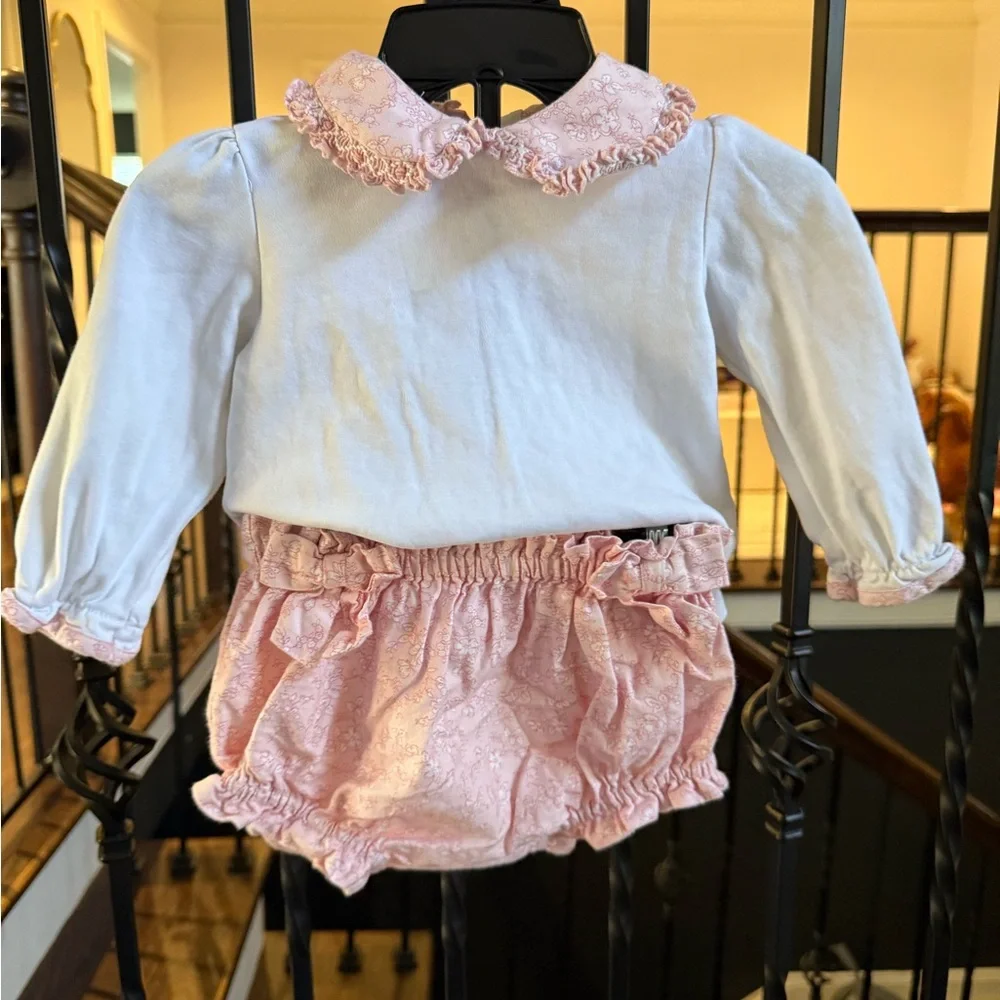 Pink and White Floral Petite Baby Bloomer Set